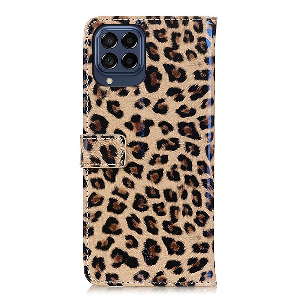 For Samsung Galaxy M53 5G Leopard Pattern PU Leather Phone Cover Stand Feature Wallet Magnetic Protective Case-8