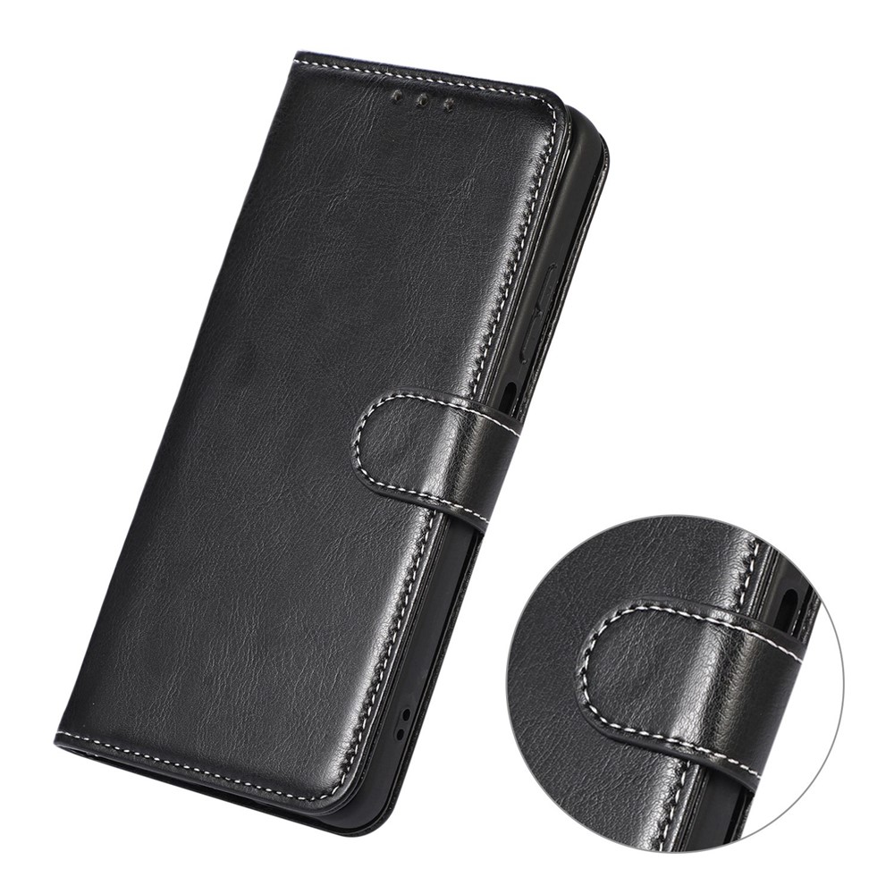 For Samsung Galaxy M53 5G Leather Crazy Horse Texture Wallet Case Hands-Free Stand Magnetic Protect Folio Cover - Black-4