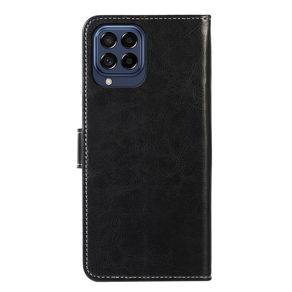 For Samsung Galaxy M53 5G Leather Crazy Horse Texture Wallet Case Hands-Free Stand Magnetic Protect Folio Cover - Black-7