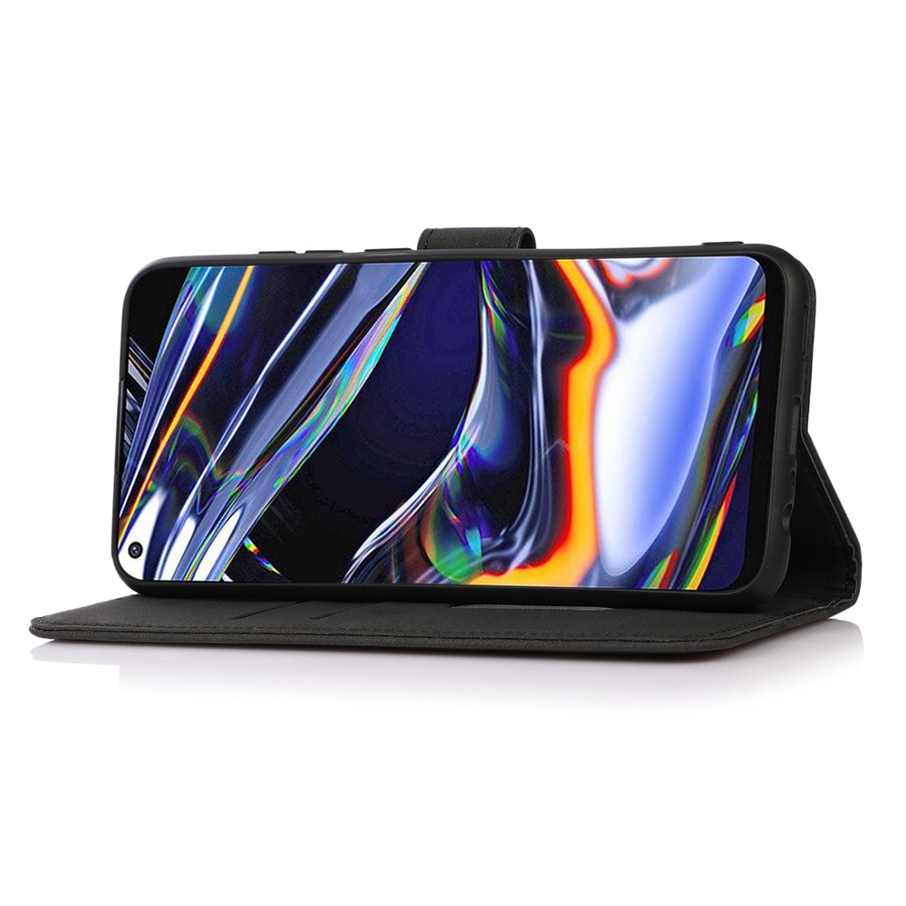 KHAZNEH For Samsung Galaxy M53 5G Flip Magnetic Wallet-Style Phone Case Textured PU Leather Stand Folio Cover - Black-2
