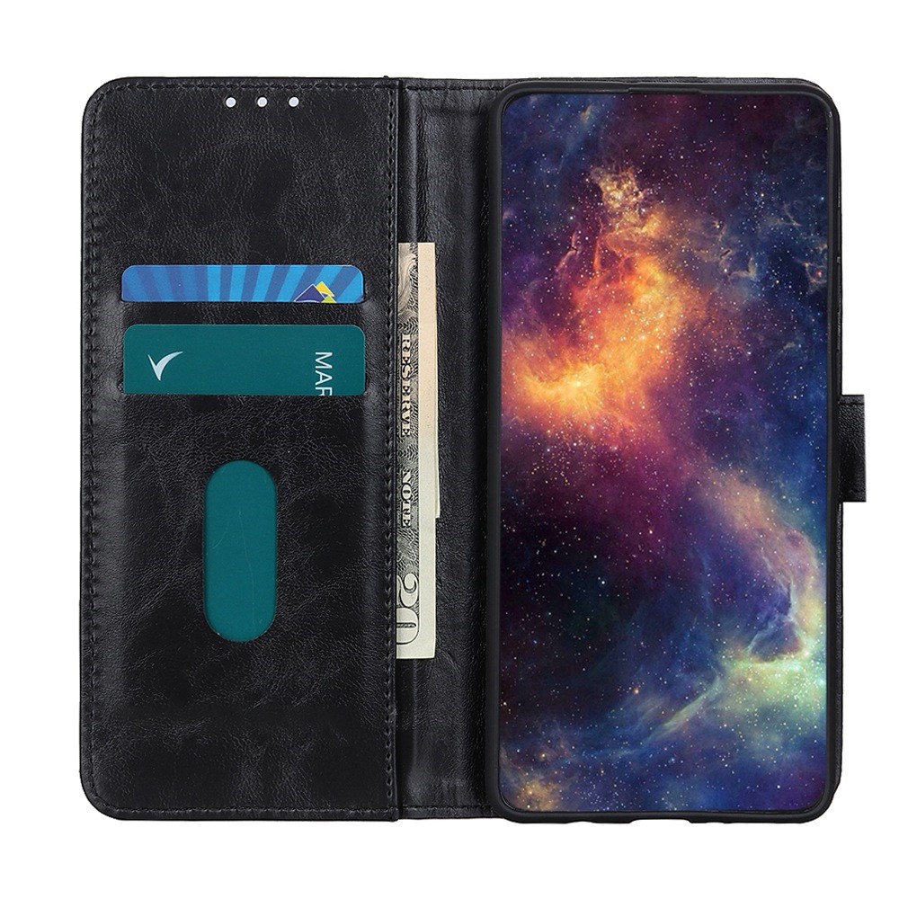 For Samsung Galaxy M53 5G PU Leather Flip Stand Phone Case Three-color Decor Magnetic Wallet-Style Full Body Protective Cover - Black-2