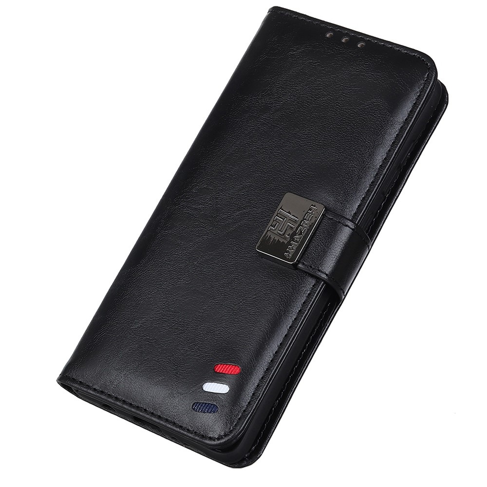 For Samsung Galaxy M53 5G PU Leather Flip Stand Phone Case Three-color Decor Magnetic Wallet-Style Full Body Protective Cover - Black-4