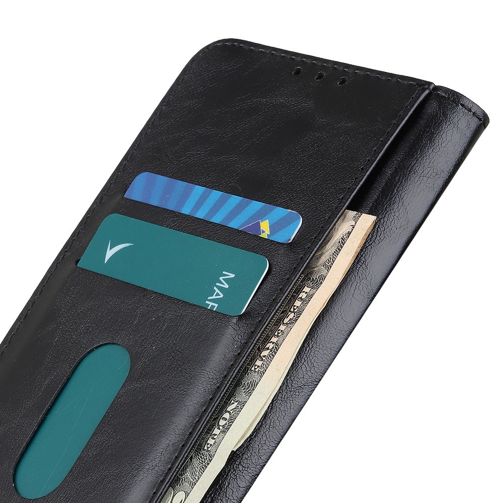 For Samsung Galaxy M53 5G PU Leather Flip Stand Phone Case Three-color Decor Magnetic Wallet-Style Full Body Protective Cover - Black-5