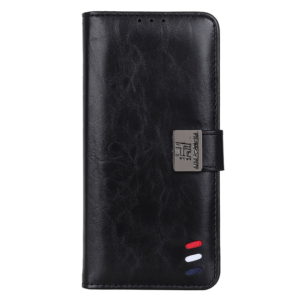 For Samsung Galaxy M53 5G PU Leather Flip Stand Phone Case Three-color Decor Magnetic Wallet-Style Full Body Protective Cover - Black-6