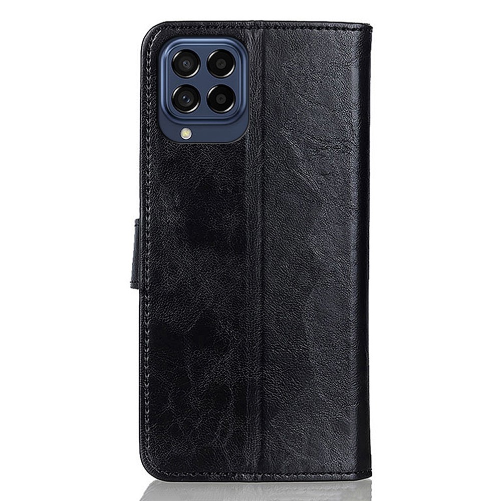 For Samsung Galaxy M53 5G PU Leather Flip Stand Phone Case Three-color Decor Magnetic Wallet-Style Full Body Protective Cover - Black-7