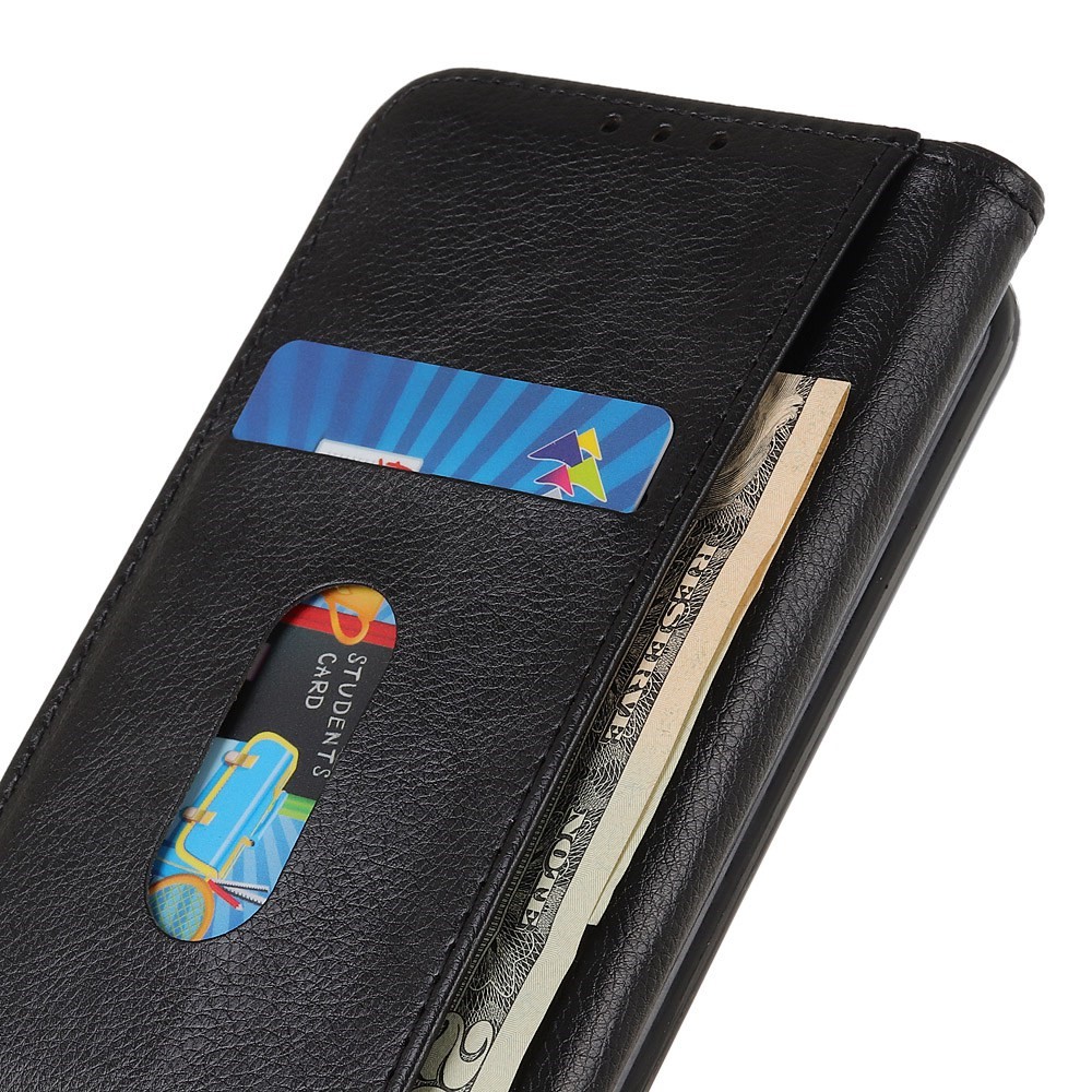 For Samsung Galaxy M53 5G Litchi Texture Split Leather Wallet Case Stand Magnetic Auto Closing Shockproof Flip Cover - Black-5