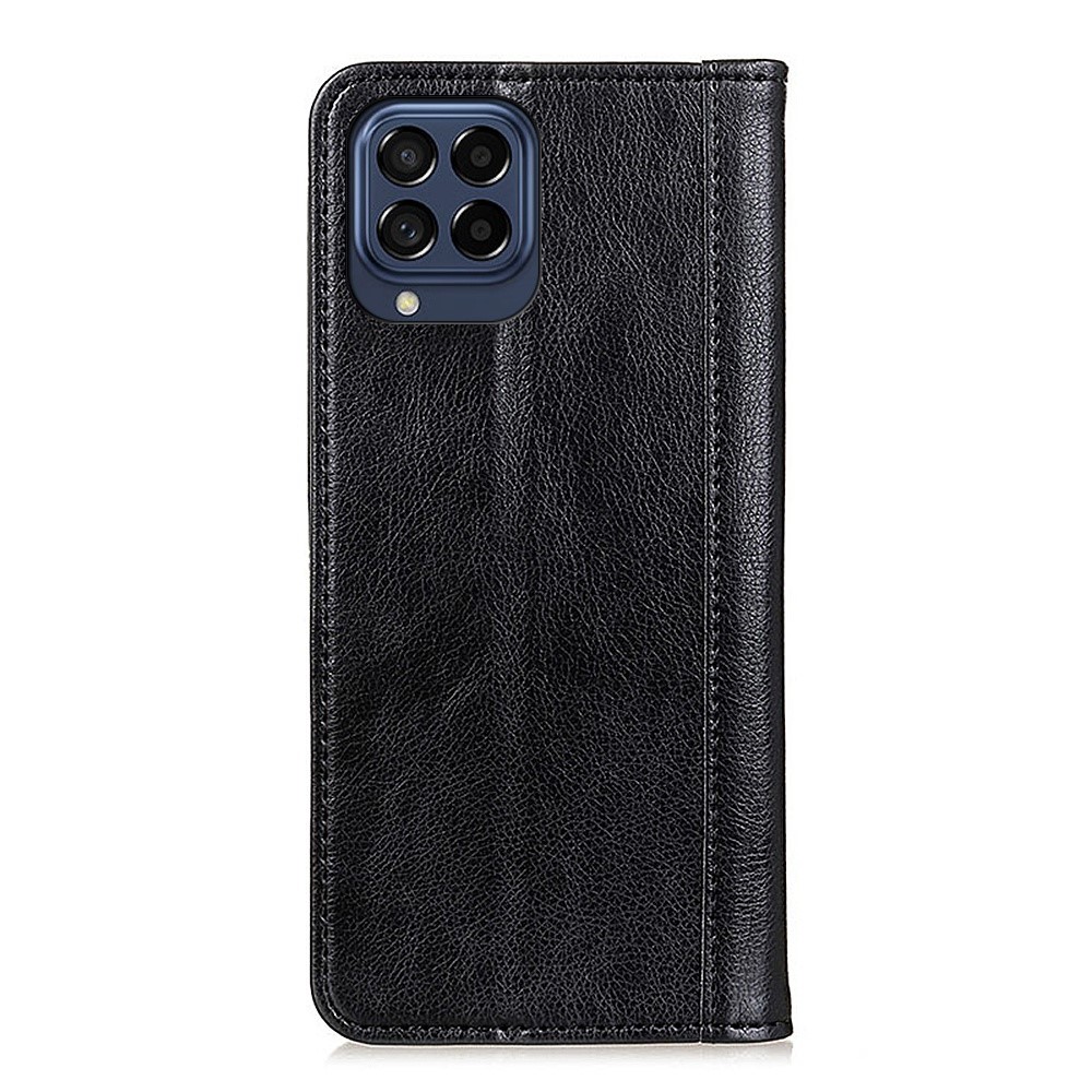 For Samsung Galaxy M53 5G Litchi Texture Split Leather Wallet Case Stand Magnetic Auto Closing Shockproof Flip Cover - Black-8