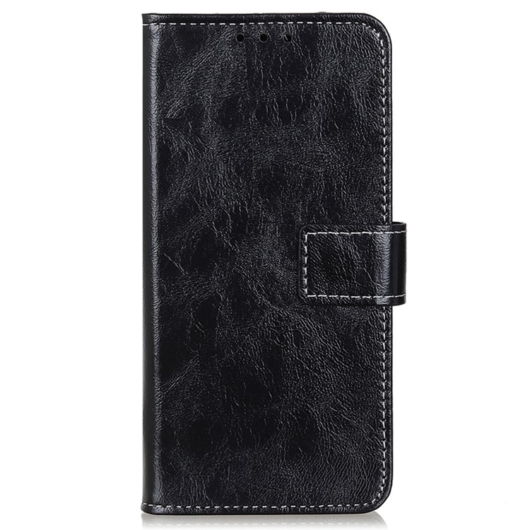 For Samsung Galaxy M33 5G PU Leather Vintage Folding Stand Phone Cover Crazy Horse Texture Anti-Scratch Full Protective Wallet Case - Black-7
