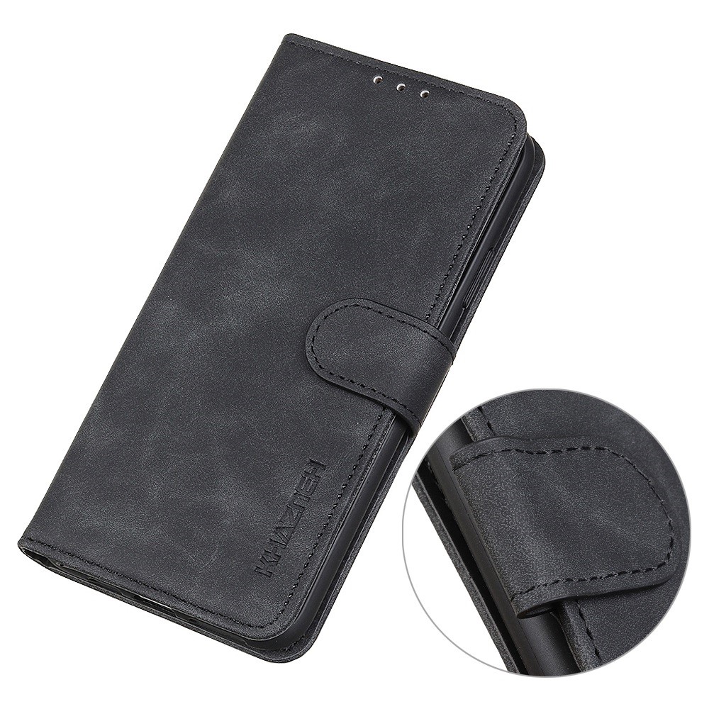 KHAZNEH for Samsung Galaxy M33 5G Vintage PU Leather Wallet Case Viewing Stand Magnetic Closure Shockproof Flip Folio Cover - Black-4