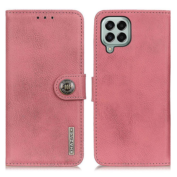 KHAZNEH Wallet Case for Samsung Galaxy M33 5G, Stand Feature Inner TPU Textured Leather Magnetic Protect Flip Cover - Pink-1