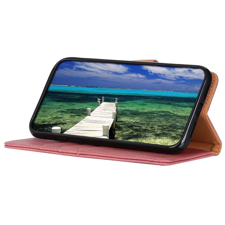 KHAZNEH Wallet Case for Samsung Galaxy M33 5G, Stand Feature Inner TPU Textured Leather Magnetic Protect Flip Cover - Pink-2