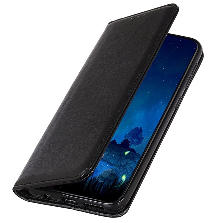 For Samsung Galaxy M33 5G PU Leather Crazy Horse Texture Shockproof Phone Case Magnetic Absorption Stand Wallet Folio Full Protection Cover - Black-4