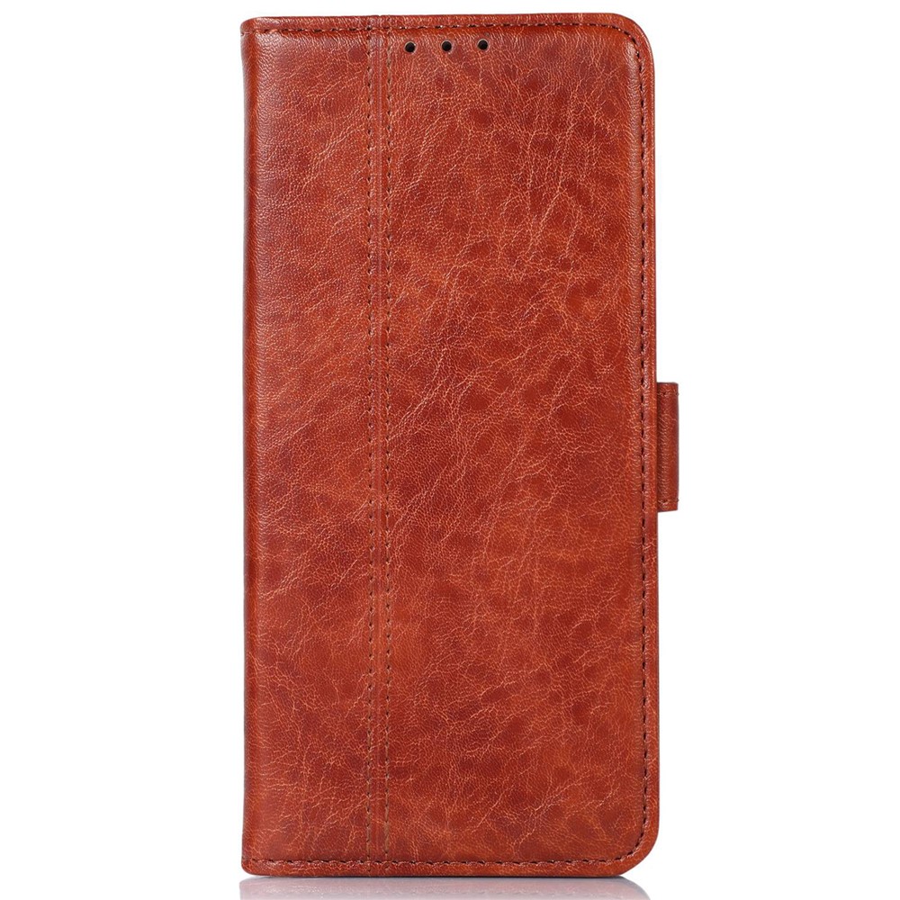 For Samsung Galaxy M33 5G PU Leather TPU Inner Cover Crazy Horse Texture Side Magnetic Buckle Viewing Stand Wallet Purse Case - Brown-7