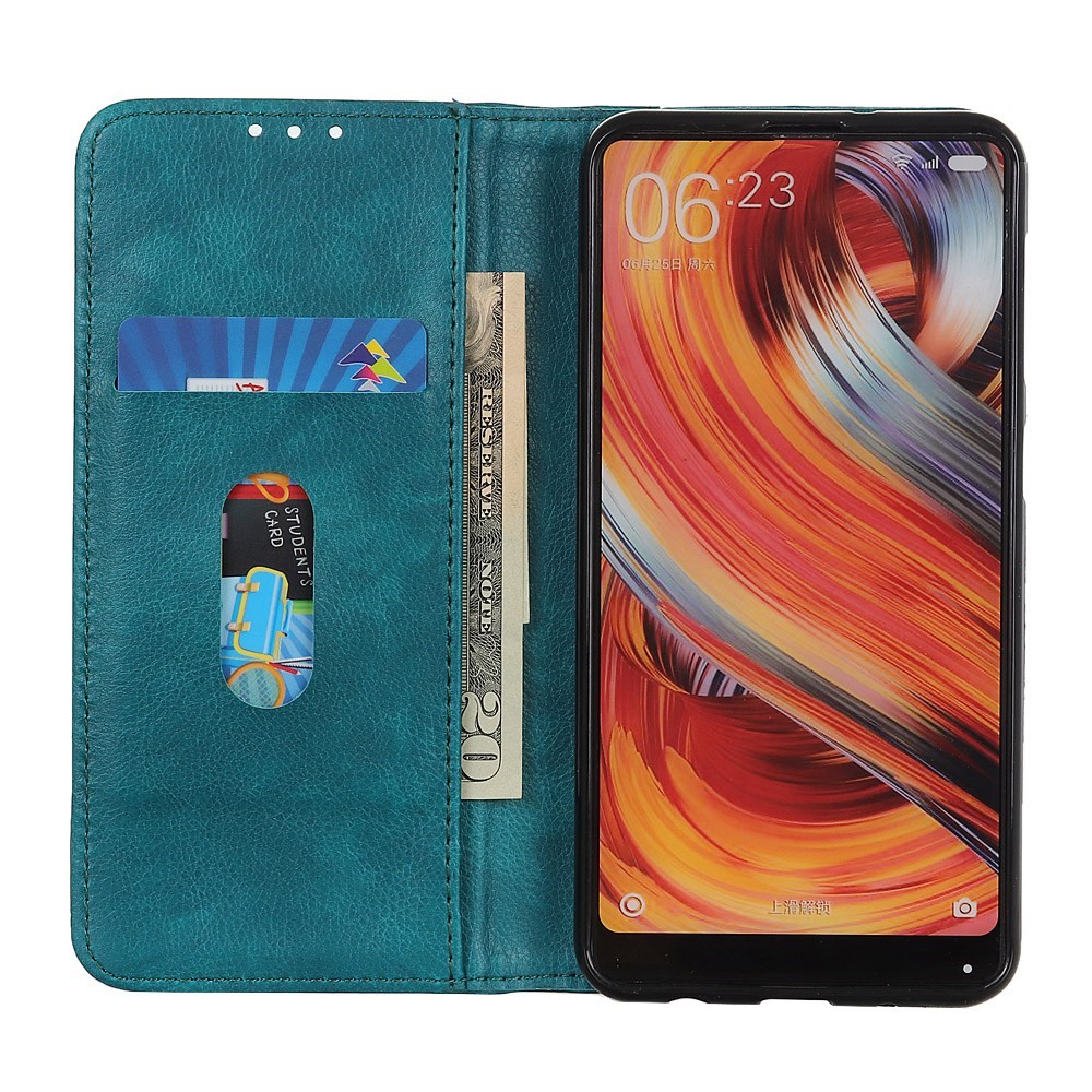 For Samsung Galaxy M33 5G Wallet Phone Case Litchi Texture Split Leather Magnetic Auto Closing Viewing Stand Cover - Green-2