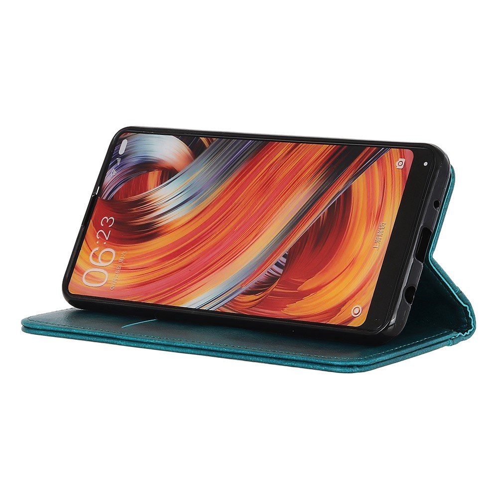 For Samsung Galaxy M33 5G Wallet Phone Case Litchi Texture Split Leather Magnetic Auto Closing Viewing Stand Cover - Green-3