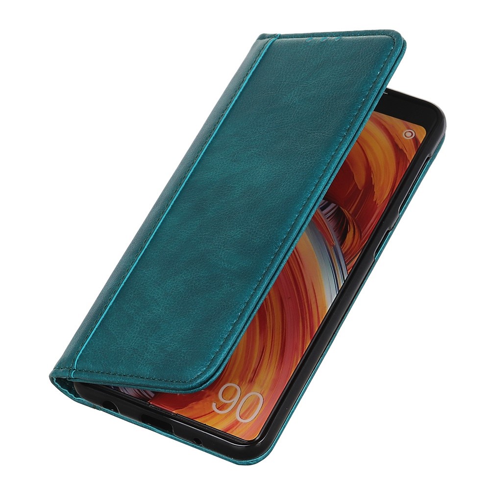 For Samsung Galaxy M33 5G Wallet Phone Case Litchi Texture Split Leather Magnetic Auto Closing Viewing Stand Cover - Green-5