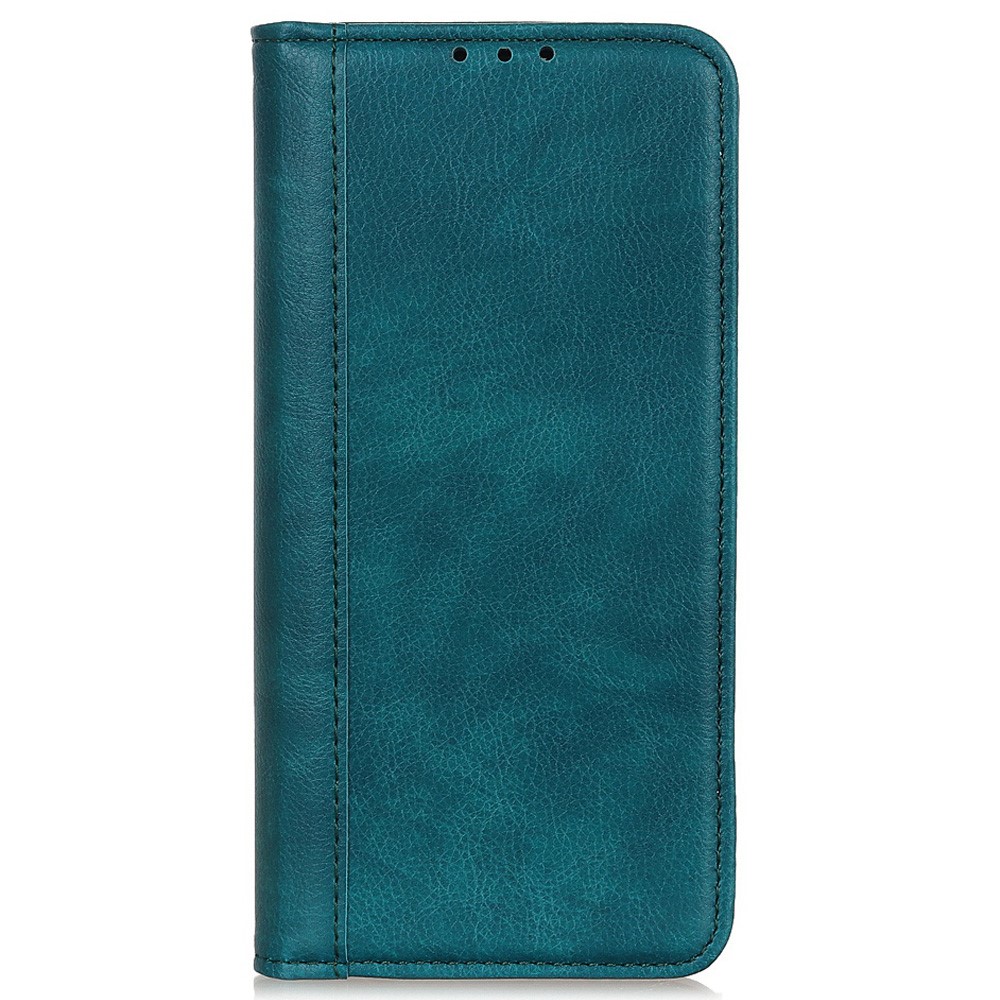 For Samsung Galaxy M33 5G Wallet Phone Case Litchi Texture Split Leather Magnetic Auto Closing Viewing Stand Cover - Green-6