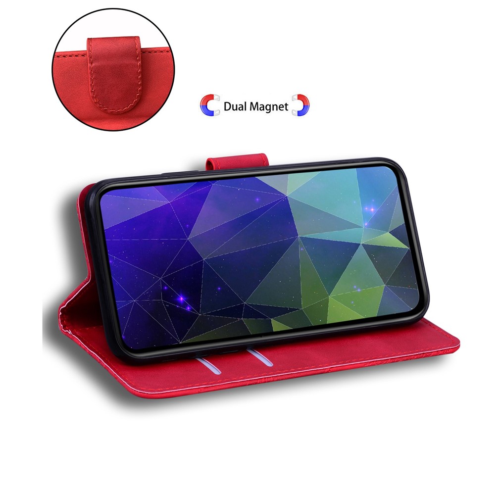 For Samsung Galaxy M33 5G Magnetic Clasp PU Leather Wallet Cover Anti-drop Protection Phone Case with Stand - Red-2