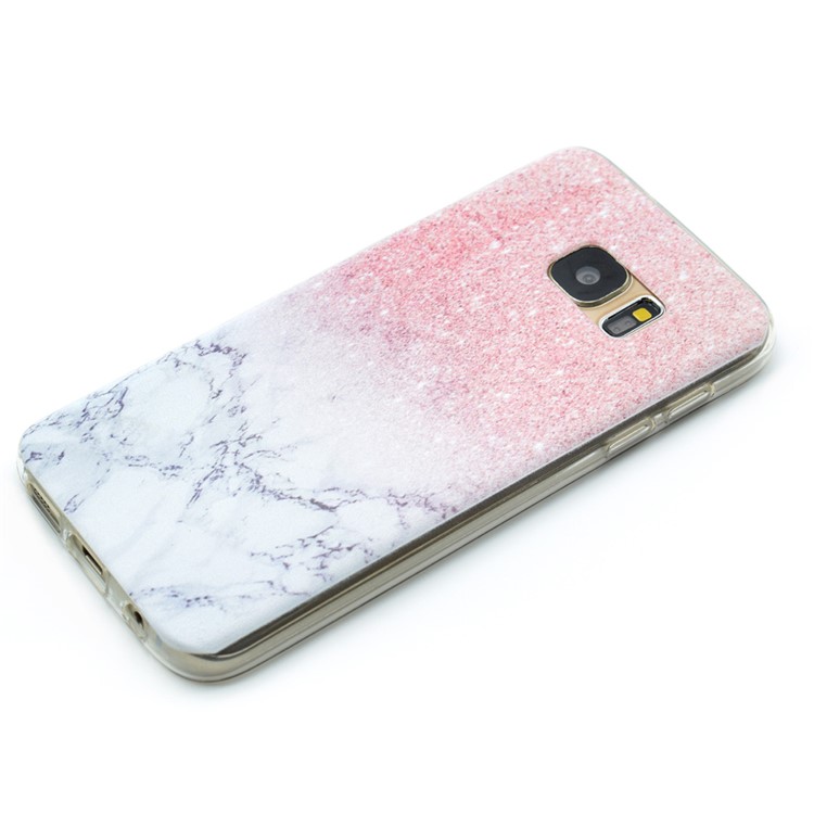 Patterned TPU Skin Back Case für Samsung Galaxy S7 G930 - Glitter Marmor Muster-2