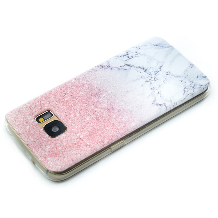 Patterned TPU Skin Back Case für Samsung Galaxy S7 G930 - Glitter Marmor Muster-3