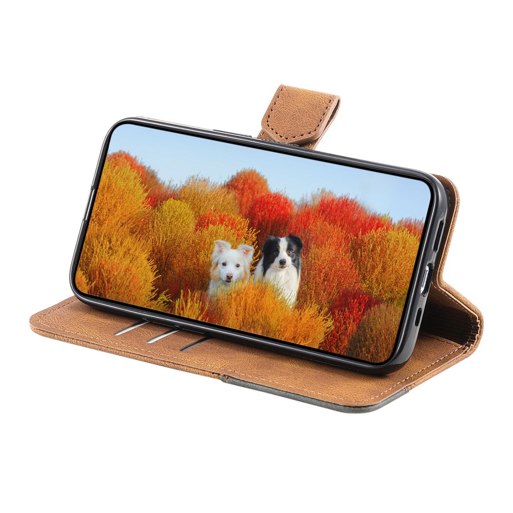 TTUDRCH 004 Wallet Phone Shell Bag for Samsung Galaxy A53 5G, Splicing PU Leather Skin-touch Feeling Smartphone Case with Strap - Brown-3