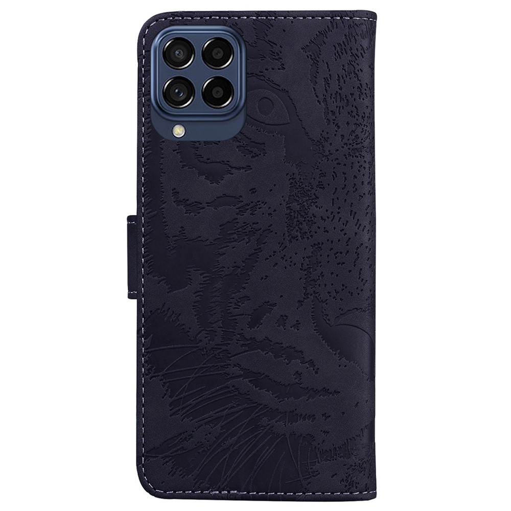 For Samsung Galaxy M53 5G Tiger Pattern Imprinted Folio Flip Leather Case Viewing Stand Wallet Phone Cover - Black-6