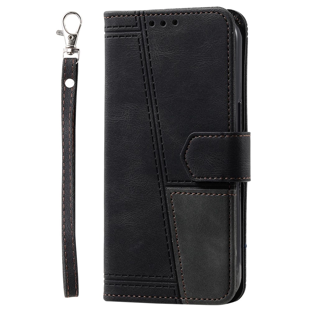 TTUDRCH 004 Anti-dust Phone Case for Samsung Galaxy A52 4G/5G/A52s 5G, RFID Blocking Function Splicing PU Leather Skin-touch Feeling Stand Phone Shell Wallet - Black-9