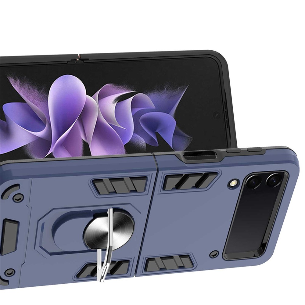 YB PC Series-1 for Samsung Galaxy Z Flip3 5G Ring Holder Kickstand Protective Cover TPU + PC Folding Phone Case - Sapphire-10