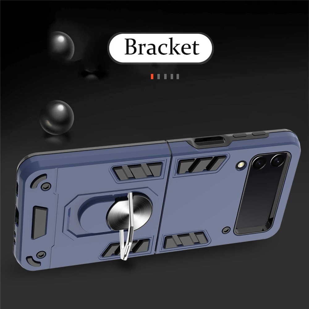 YB PC Series-1 for Samsung Galaxy Z Flip3 5G Ring Holder Kickstand Protective Cover TPU + PC Folding Phone Case - Sapphire-5