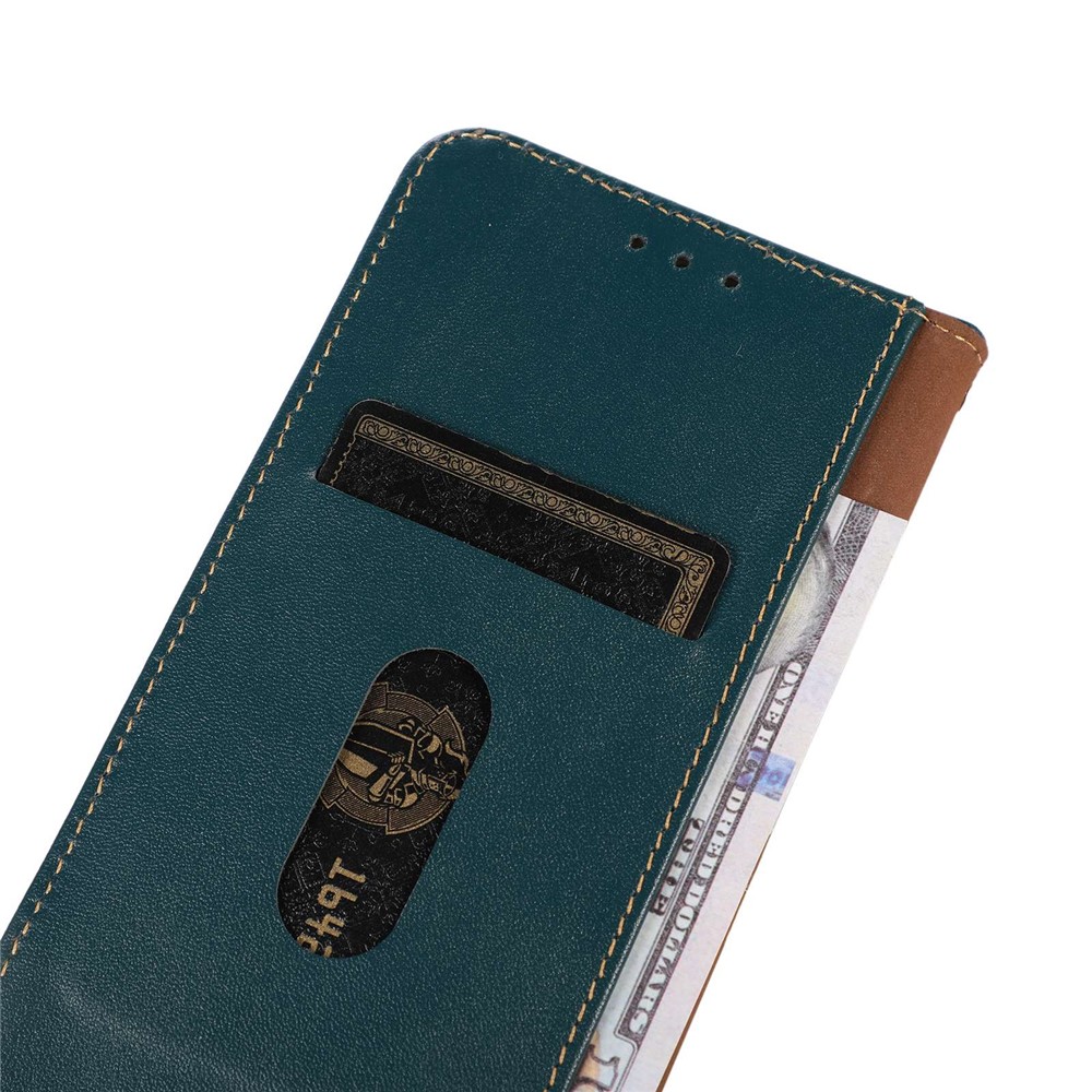 KHAZNEH for Samsung Galaxy M53 5G Genuine Cowhide Leather Case Nappa Texture Flip Stand Magnetic Absorption Wallet Cover - Green-4