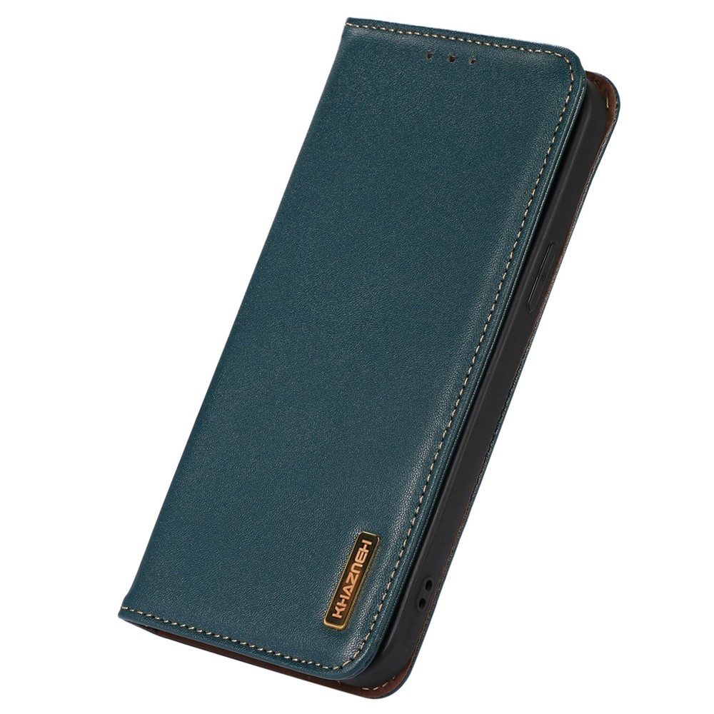 KHAZNEH for Samsung Galaxy M53 5G Genuine Cowhide Leather Case Nappa Texture Flip Stand Magnetic Absorption Wallet Cover - Green-5