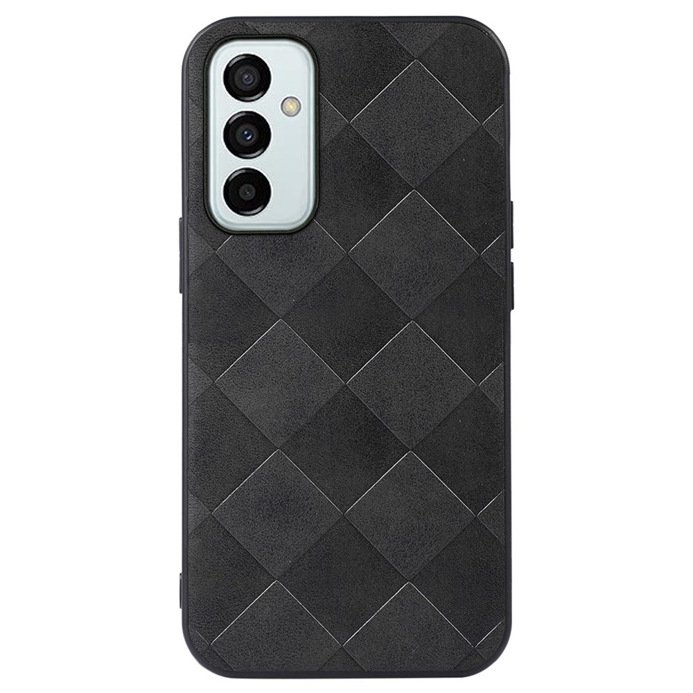 For Samsung Galaxy M23 5G/F23 5G Grid Texture Phone Case PU Leather Coated TPU + PC Hybrid Drop-proof Cover - Black-1