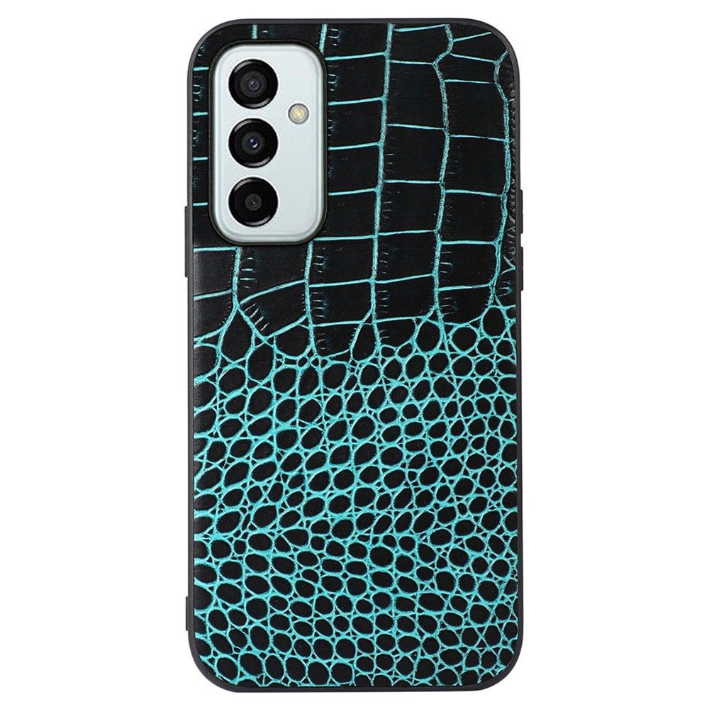 For Samsung Galaxy M23 5G/F23 5G Crocodile Texture Phone Protective Case Genuine Cowhide Leather Coated PC + TPU Hybrid Cover - Green-1