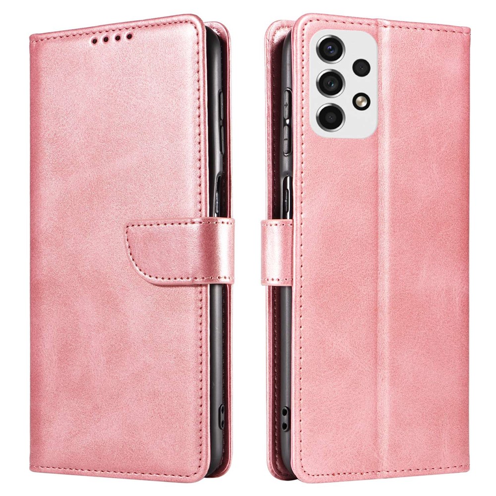 For Samsung Galaxy A53 5G PU Leather with TPU Inner Cover Magnetic Buckle Viewing Stand Flip Wallet Case - Rose Gold-1
