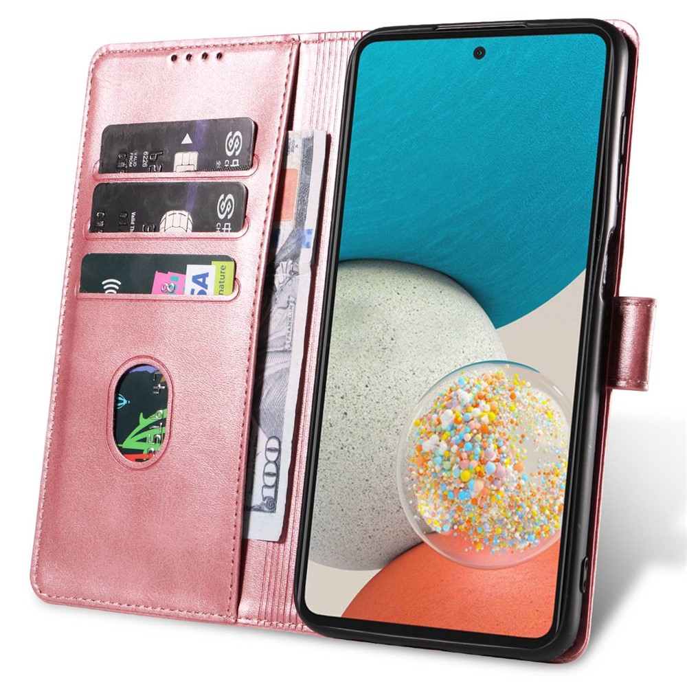 For Samsung Galaxy A53 5G PU Leather with TPU Inner Cover Magnetic Buckle Viewing Stand Flip Wallet Case - Rose Gold-2