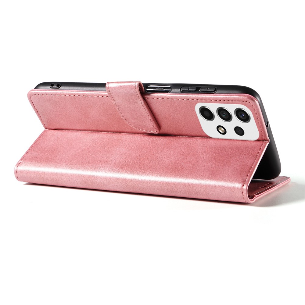 For Samsung Galaxy A53 5G PU Leather with TPU Inner Cover Magnetic Buckle Viewing Stand Flip Wallet Case - Rose Gold-3
