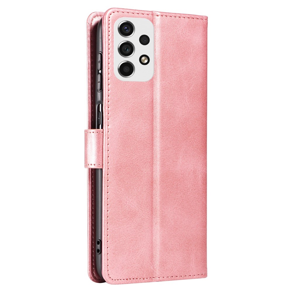 For Samsung Galaxy A53 5G PU Leather with TPU Inner Cover Magnetic Buckle Viewing Stand Flip Wallet Case - Rose Gold-8