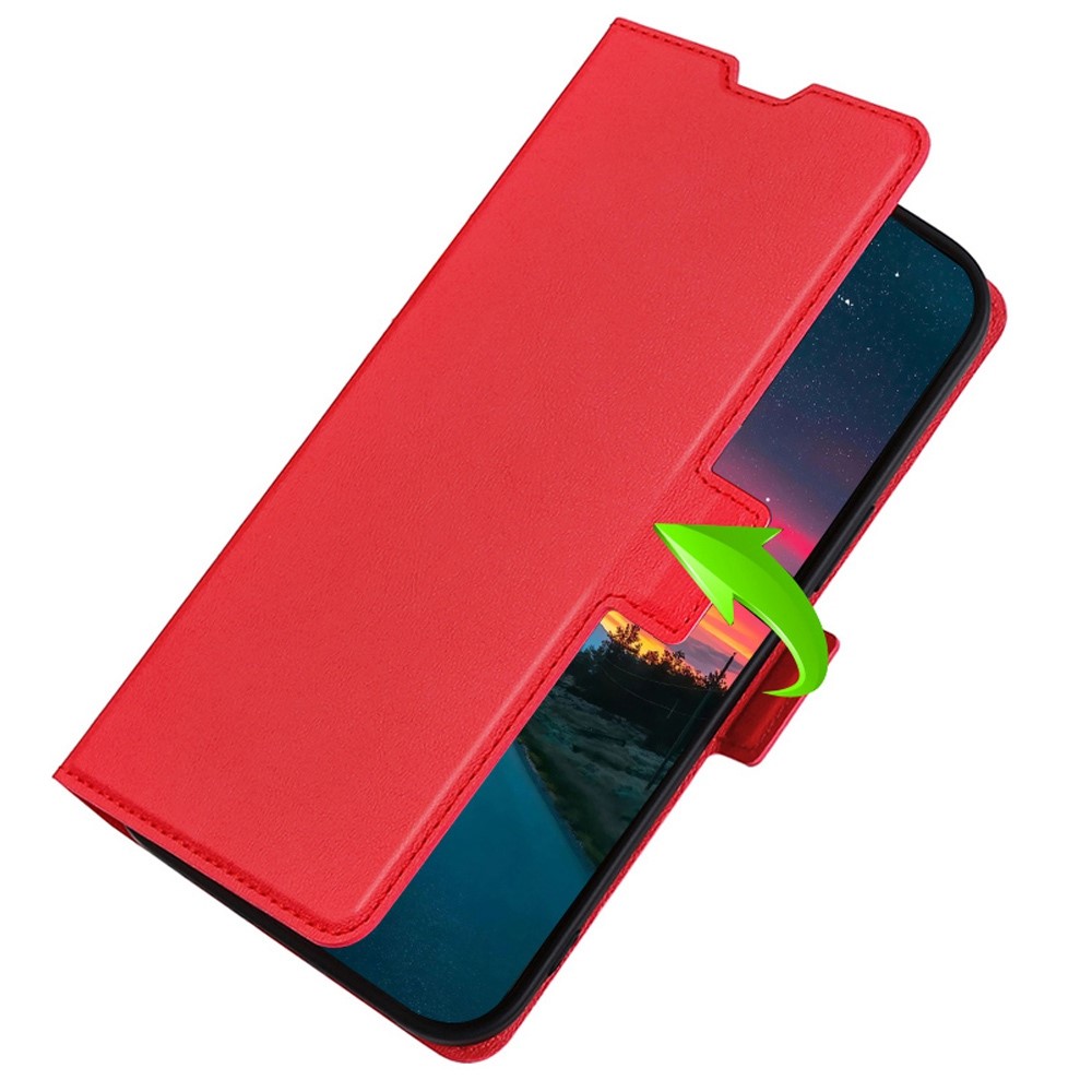 For Samsung Galaxy M53 5G Shockproof Side Magnetic Clasp Cell Phone Case PU Leather + TPU Card Holder Adjustable Stand Shell - Red-3