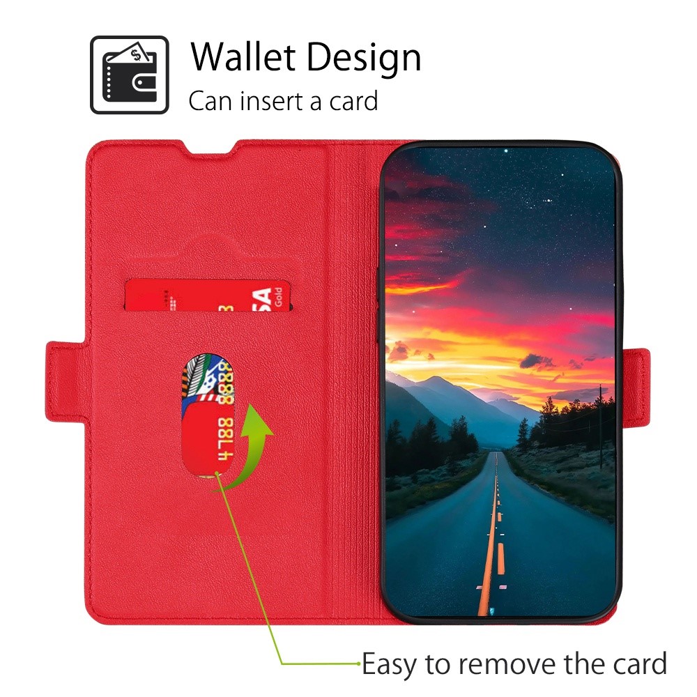 For Samsung Galaxy M53 5G Shockproof Side Magnetic Clasp Cell Phone Case PU Leather + TPU Card Holder Adjustable Stand Shell - Red-4