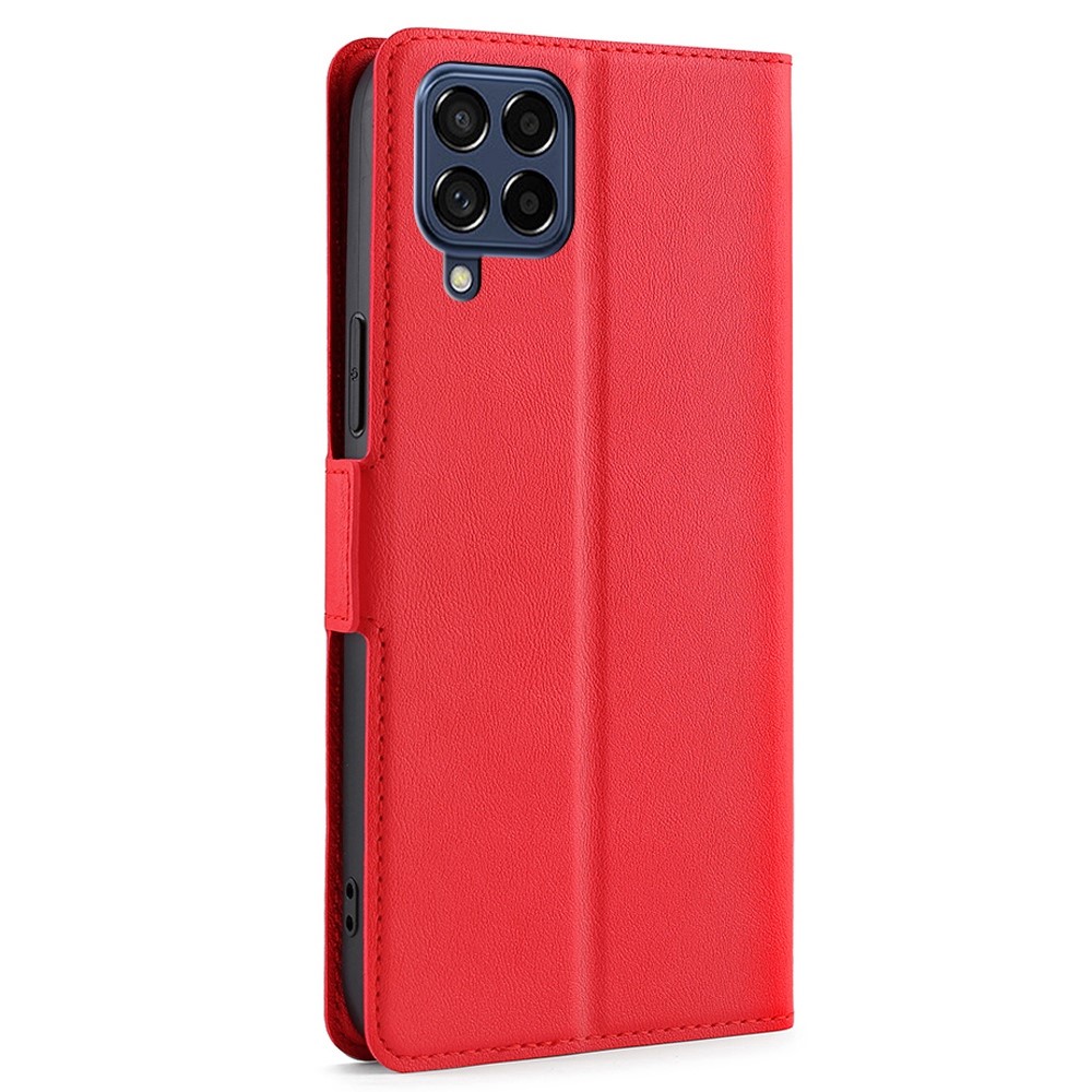 For Samsung Galaxy M53 5G Shockproof Side Magnetic Clasp Cell Phone Case PU Leather + TPU Card Holder Adjustable Stand Shell - Red-8