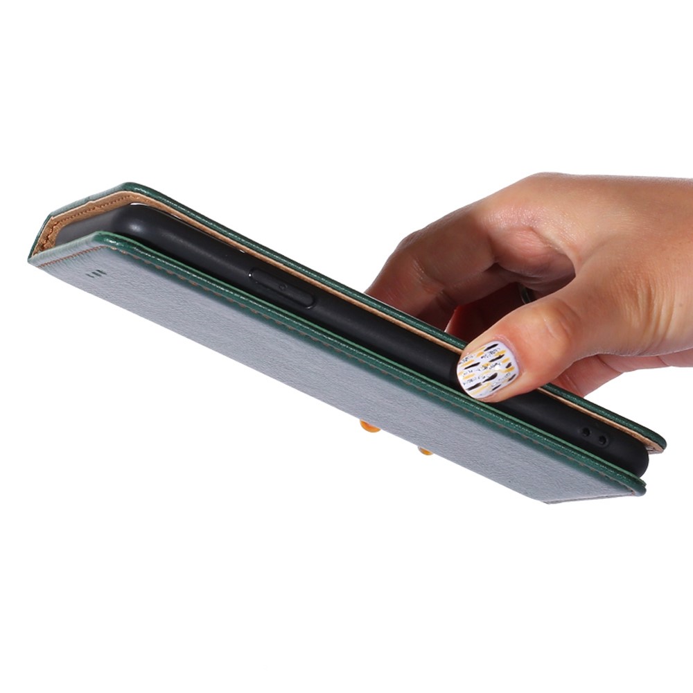 For Samsung Galaxy M53 5G Scratch-resistant PU Leather Wallet Case Anti-fall Magnetic Auto-absorbed Stand Phone Shell - Green-5