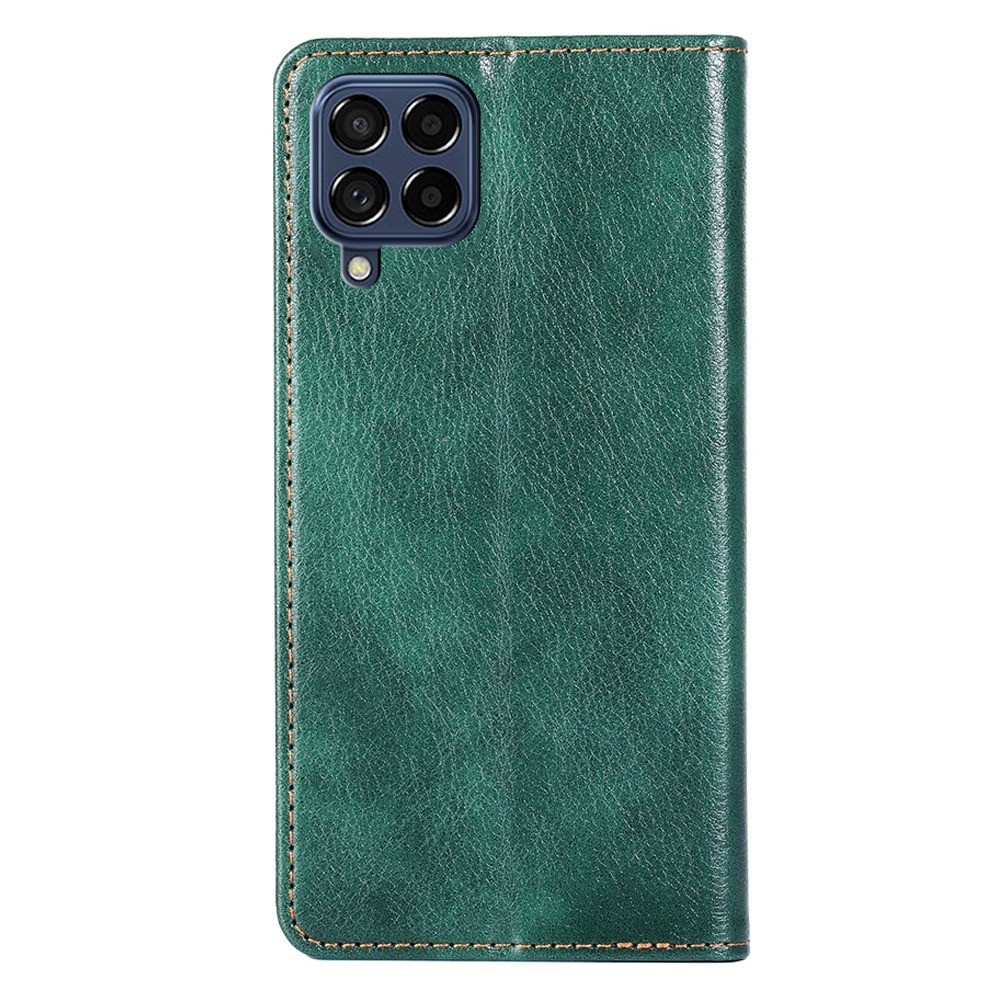 For Samsung Galaxy M53 5G Scratch-resistant PU Leather Wallet Case Anti-fall Magnetic Auto-absorbed Stand Phone Shell - Green-8