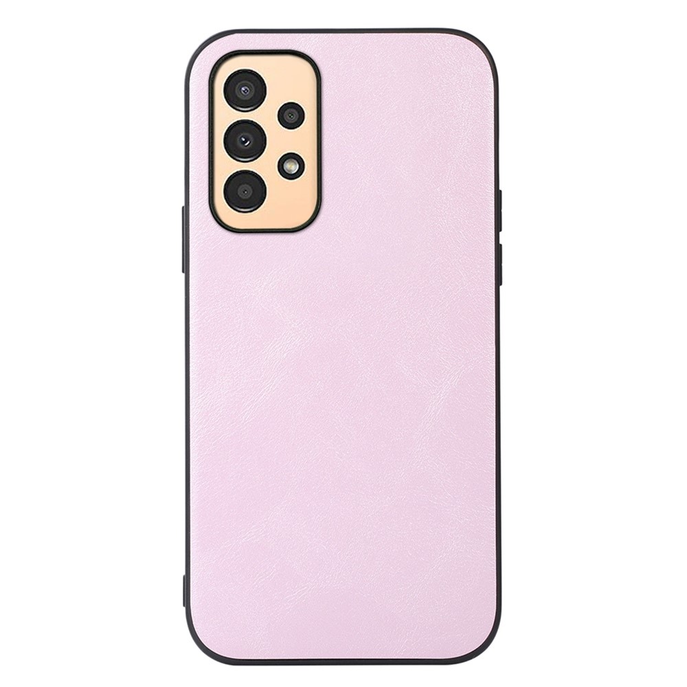 Textured PU Leather Coated Hybrid Case for Samsung Galaxy A13 4G, Anti-Collision TPU + PC Bottom Phone Back Cover Drop Protection Accessory - Pink-1