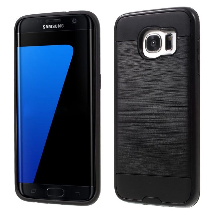 Brushed PC and TPU Hybrid Case for Samsung Galaxy S7 edge G935 - Black-1