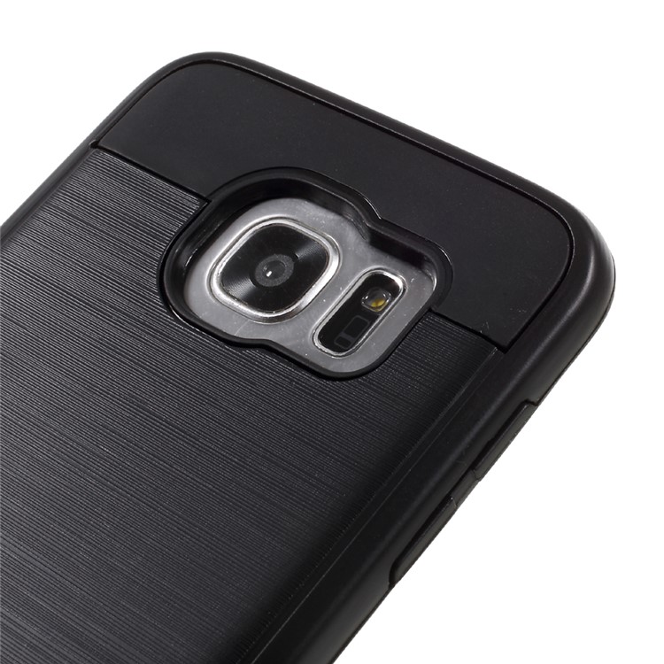 Brushed PC and TPU Hybrid Case for Samsung Galaxy S7 edge G935 - Black-3