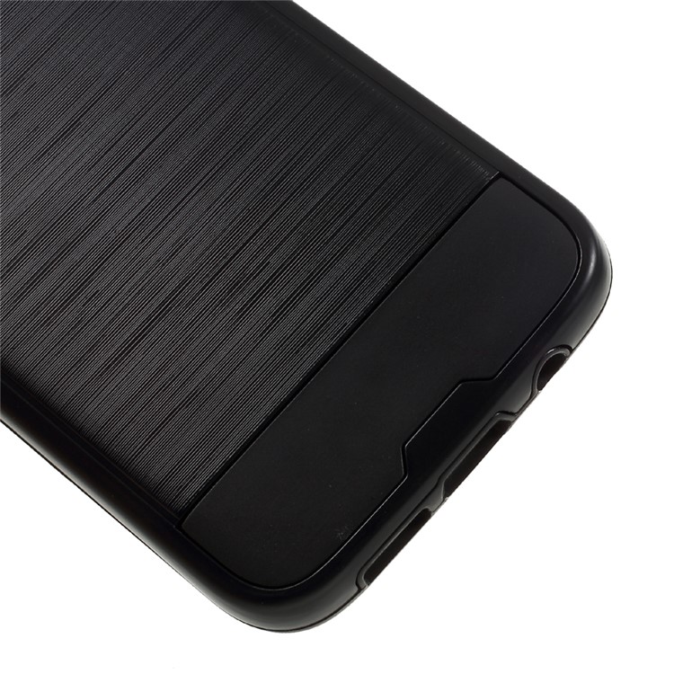 Brushed PC and TPU Hybrid Case for Samsung Galaxy S7 edge G935 - Black-4