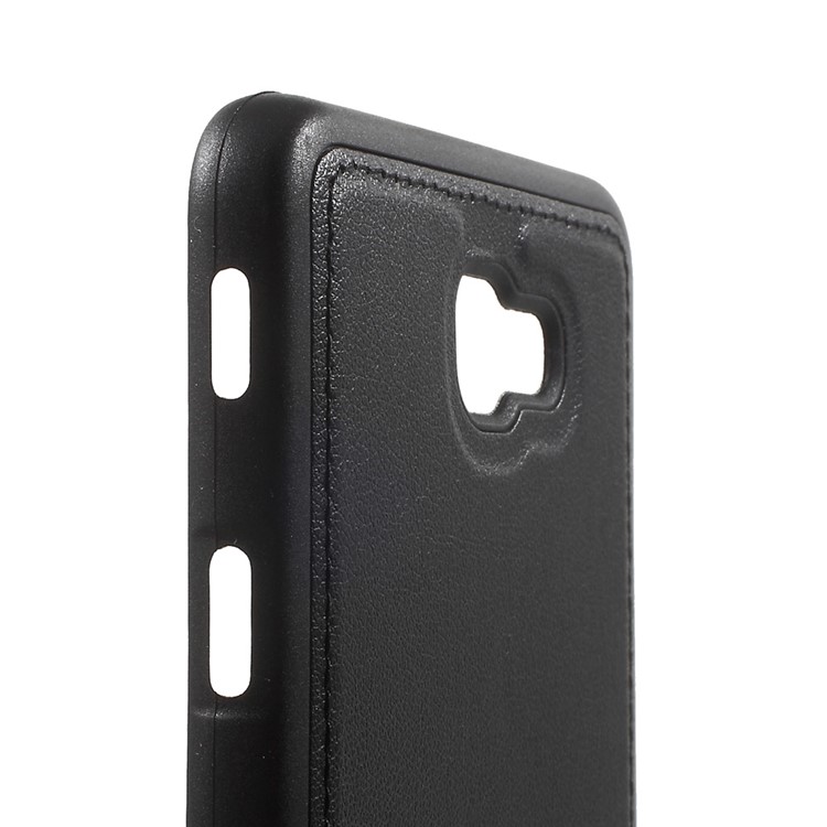 PU Leather Coated TPU Cover for Samsung Galaxy J7 Prime/On7 2016 - Black-6
