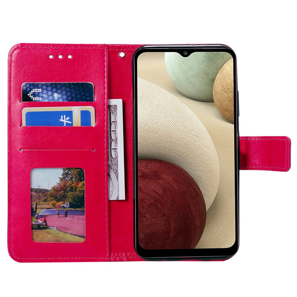 For Samsung Galaxy M33 5G (Global Version) Mandala Flower Pattern Imprinted PU Leather Magnetic Flip Cover Wrist Strap Wallet Stand Feature Shockproof Protective Case - Rose-2