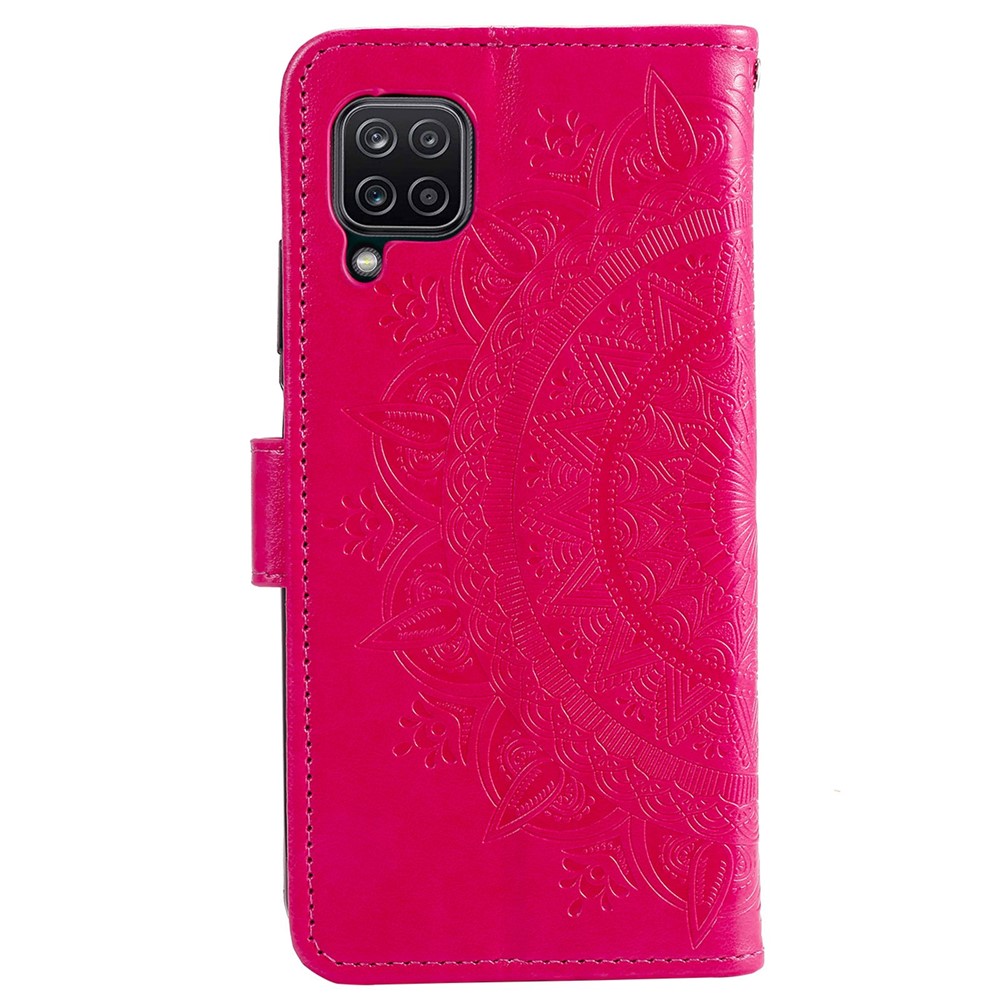For Samsung Galaxy M33 5G (Global Version) Mandala Flower Pattern Imprinted PU Leather Magnetic Flip Cover Wrist Strap Wallet Stand Feature Shockproof Protective Case - Rose-5