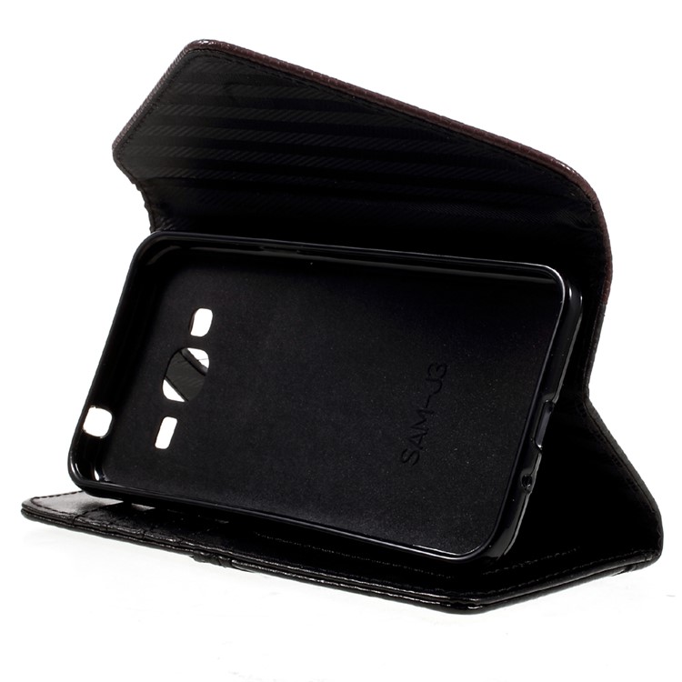 Envelope Style Wallet Leather Stand Case for Samsung Galaxy J3 (2016) / J3 with Lanyard - Brown / Black-4